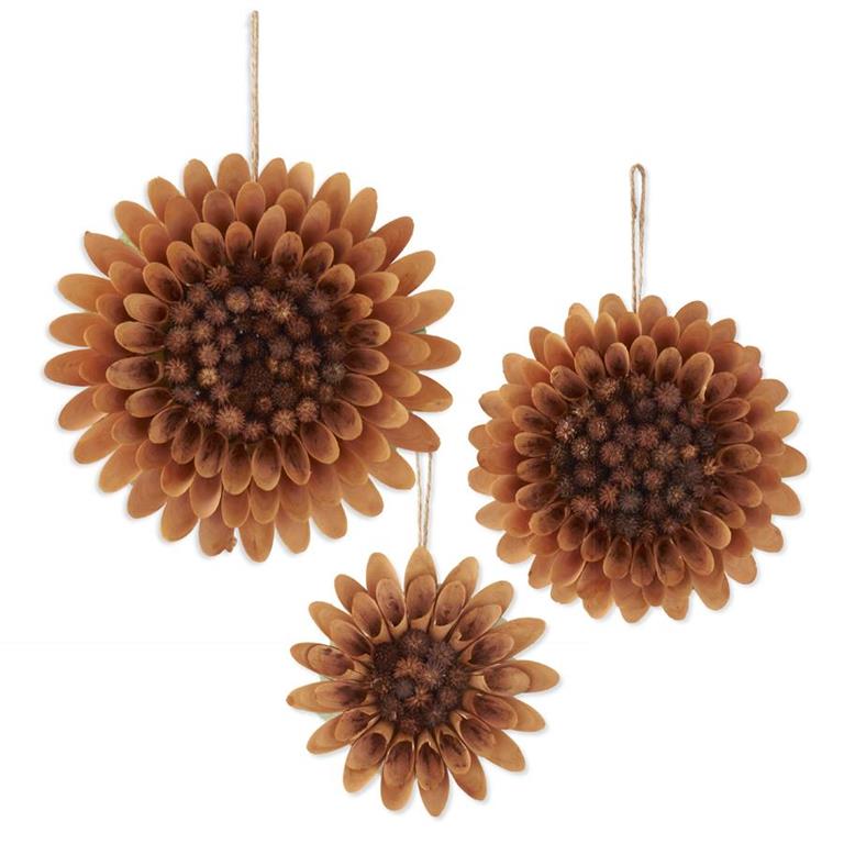 Golden YE Shaved Wood & Dried Flower Hanging Sunflower