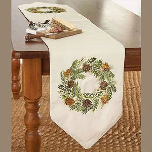 Pinecone Wreath Table Runner