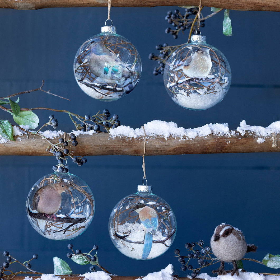 Painted Bird Glass Ornament